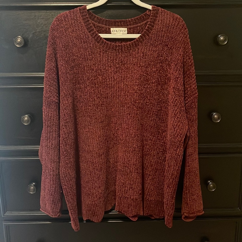 Ava and Viv Maroon Soft Sweater